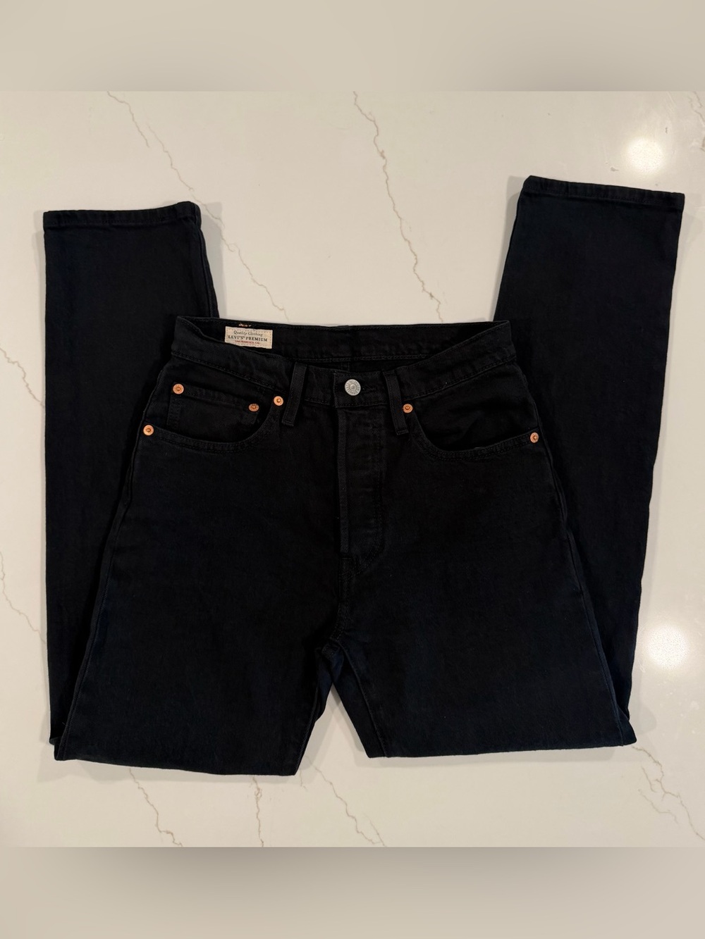 Levi's Black High-Rise Straight Jeans